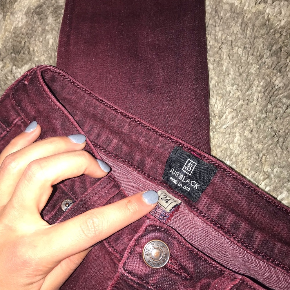 Just Black maroon skinny jeans
